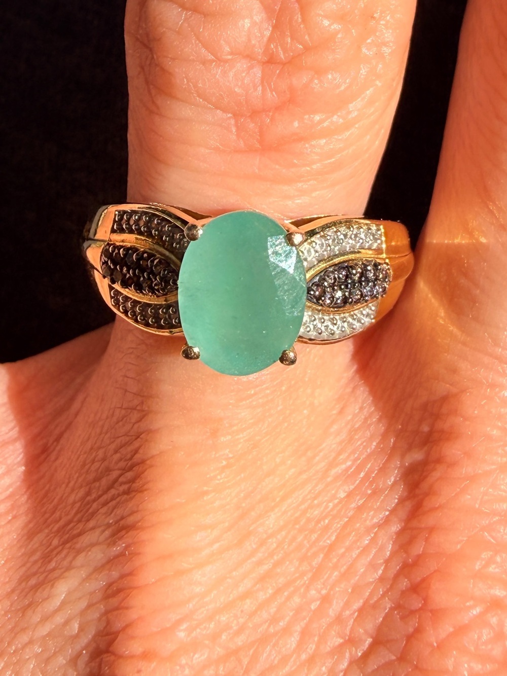 ✨Rare✨Gemstone Grandidierite and Pavé Accents Stone Rimg Sz7